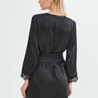 İpek Kıramer-Diamond Silk Short Robe Black-Sabahlık-3-Milagron.com