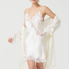 İpek Kıramer-Diamond Silk Short Robe Ecru-Sabahlık-3-Milagron.com