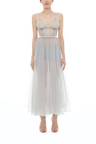 İpek Kıramer-Fairy Tale Long Tulle Chemise Gray-Gecelik-4-Milagron.com