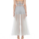İpek Kıramer-Fairy Tale Long Tulle Chemise Gray-Gecelik-6-Milagron.com