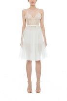 İpek Kıramer-Fairy Tale Short Tulle Chemise Ecru-Gecelik-1-Milagron.com