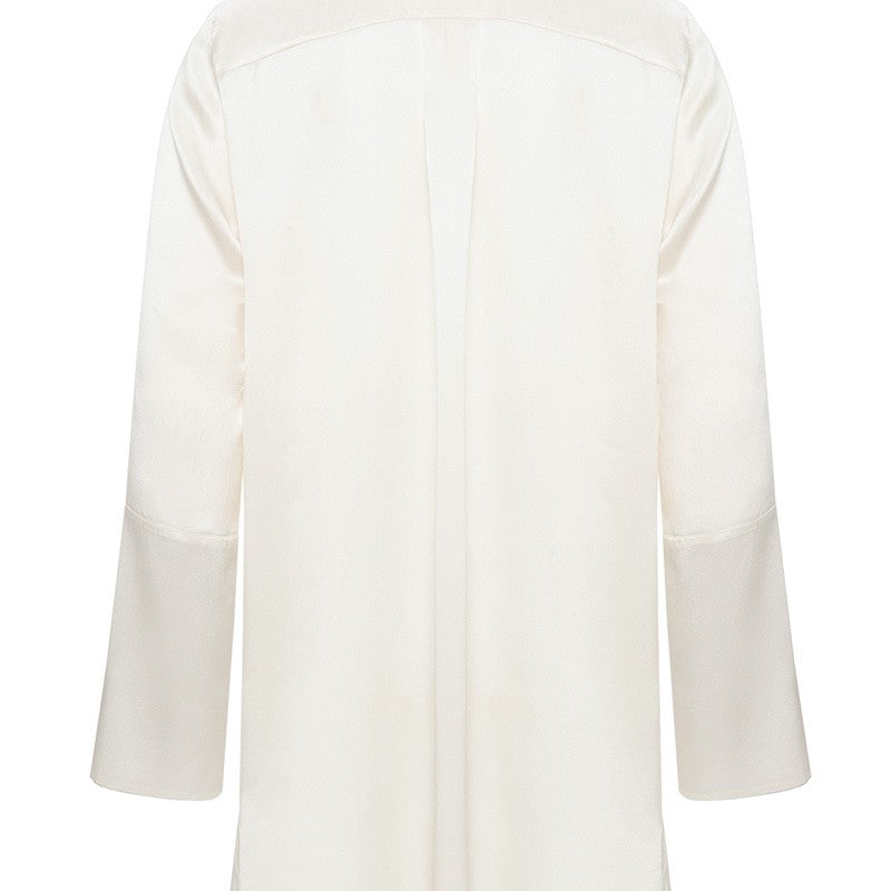İpek Kıramer-Fi̇fi̇ Silk Shirt Chemise Ecru-Gecelik-4-Milagron.com