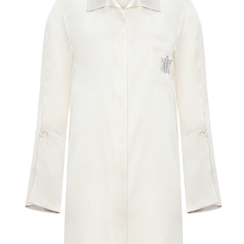 İpek Kıramer-Fi̇fi̇ Silk Shirt Chemise Ecru-Gecelik-5-Milagron.com