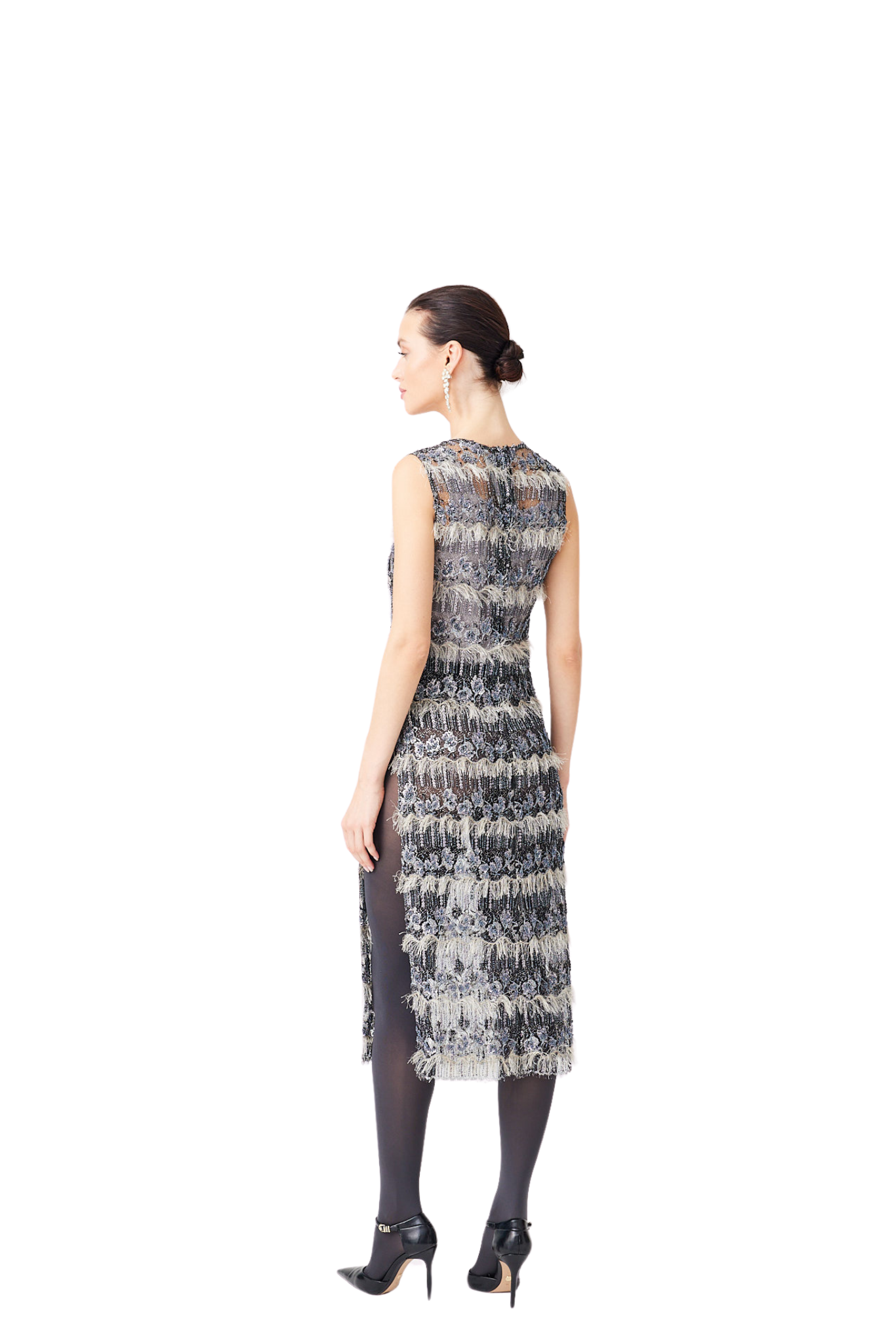 İpek Kıramer-Gray Slittle Transparent Dress-Elbise-3-Milagron.com