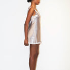 İpek Kıramer-Joy A Silk Short Chemise Gray-Gecelik-3-Milagron.com