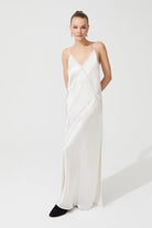 İpek Kıramer-Joy B Silk Long Chemise Ecru-Gecelik-2-Milagron.com