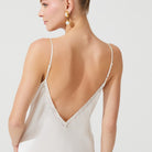 İpek Kıramer-Joy B Silk Long Chemise Ecru-Gecelik-5-Milagron.com