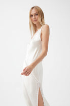 İpek Kıramer-Joy Silk Long Chemise Ecru-Gecelik-4-Milagron.com