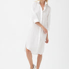 İpek Kıramer-Linen Shirt Dress White-Elbise-3-Milagron.com