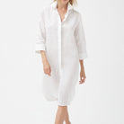 İpek Kıramer-Linen Shirt Dress White-Elbise-4-Milagron.com