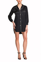 İpek Kıramer-Porte Silk Shirt Chemise Black-Gecelik-1-Milagron.com