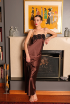 İpek Kıramer-Rita Silk Chemise Brown-Gecelik-1-Milagron.com