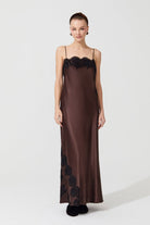 İpek Kıramer-Rita Silk Chemise Brown-Gecelik-2-Milagron.com