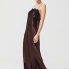 İpek Kıramer-Rita Silk Chemise Brown-Gecelik-4-Milagron.com