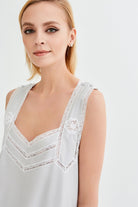 İpek Kıramer-Romantic Cotton Chemise Grey-Gecelik-2-Milagron.com