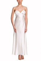 İpek Kıramer-Soprano Silk Long Chemise Ecru-Gecelik-1-Milagron.com