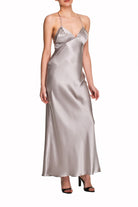 İpek Kıramer-Soprano Silk Long Chemise Gray-Gecelik-1-Milagron.com