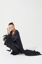 İpek Kıramer-The Moon Silk Robe Black-Elbise-4-Milagron.com