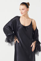 İpek Kıramer-The Moon Silk Robe Black-Elbise-6-Milagron.com