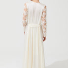 İpek Kıramer-Vampy Silk Lace Embroidered Long Suit Ecru-Gecelik-4-Milagron.com