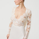 İpek Kıramer-Vampy Silk Lace Embroidered Long Suit Ecru-Gecelik-7-Milagron.com