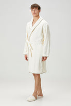Irya-Allesi %100 Pamuk Erkek Bornoz Ekru-Bornoz-3-Milagron.com