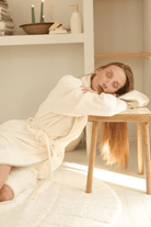 İRYA-Allesi %100 Pamuk Kadın Bornoz Ekru-Bornoz-10-Milagron.com