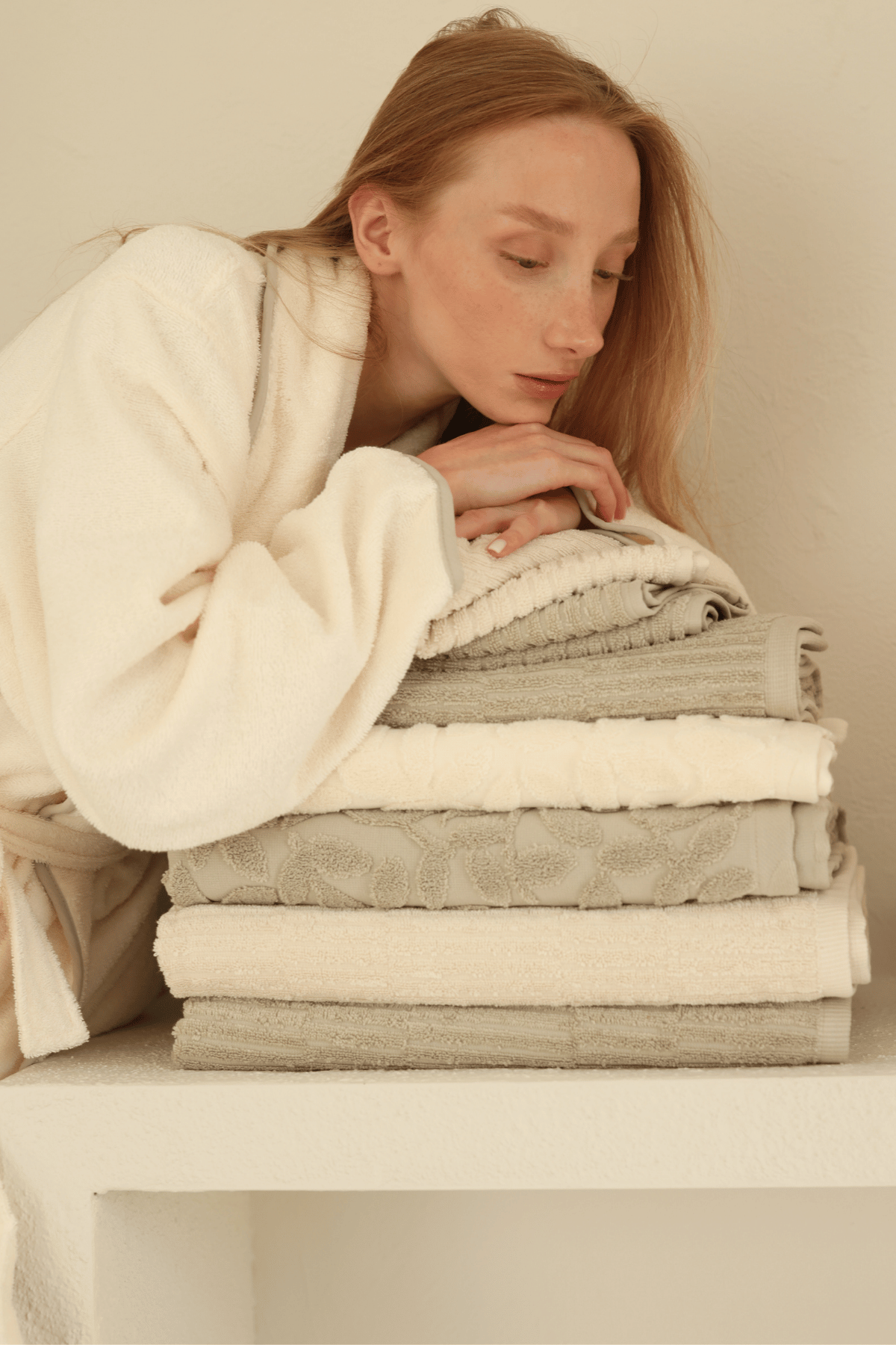 İRYA-Allesi %100 Pamuk Kadın Bornoz Ekru-Bornoz-6-Milagron.com