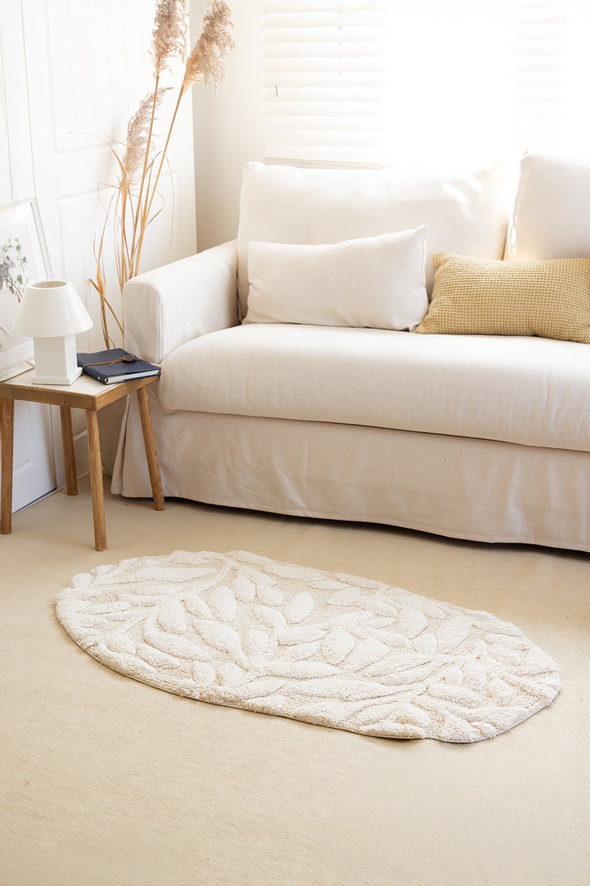 İrya-Allesi Tekli Banyo Paspası %100 Pamuk 65x115 Ekru-Banyo Paspası-2-Milagron.com