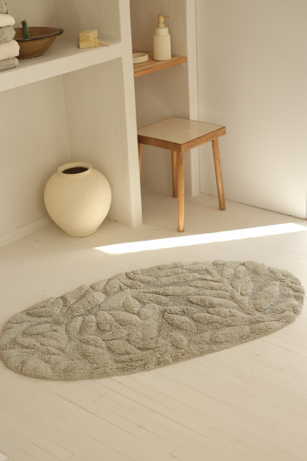 İrya-Allesi Tekli Banyo Paspası %100 Pamuk 65x115 Yeşil-Banyo Paspası-1-Milagron.com