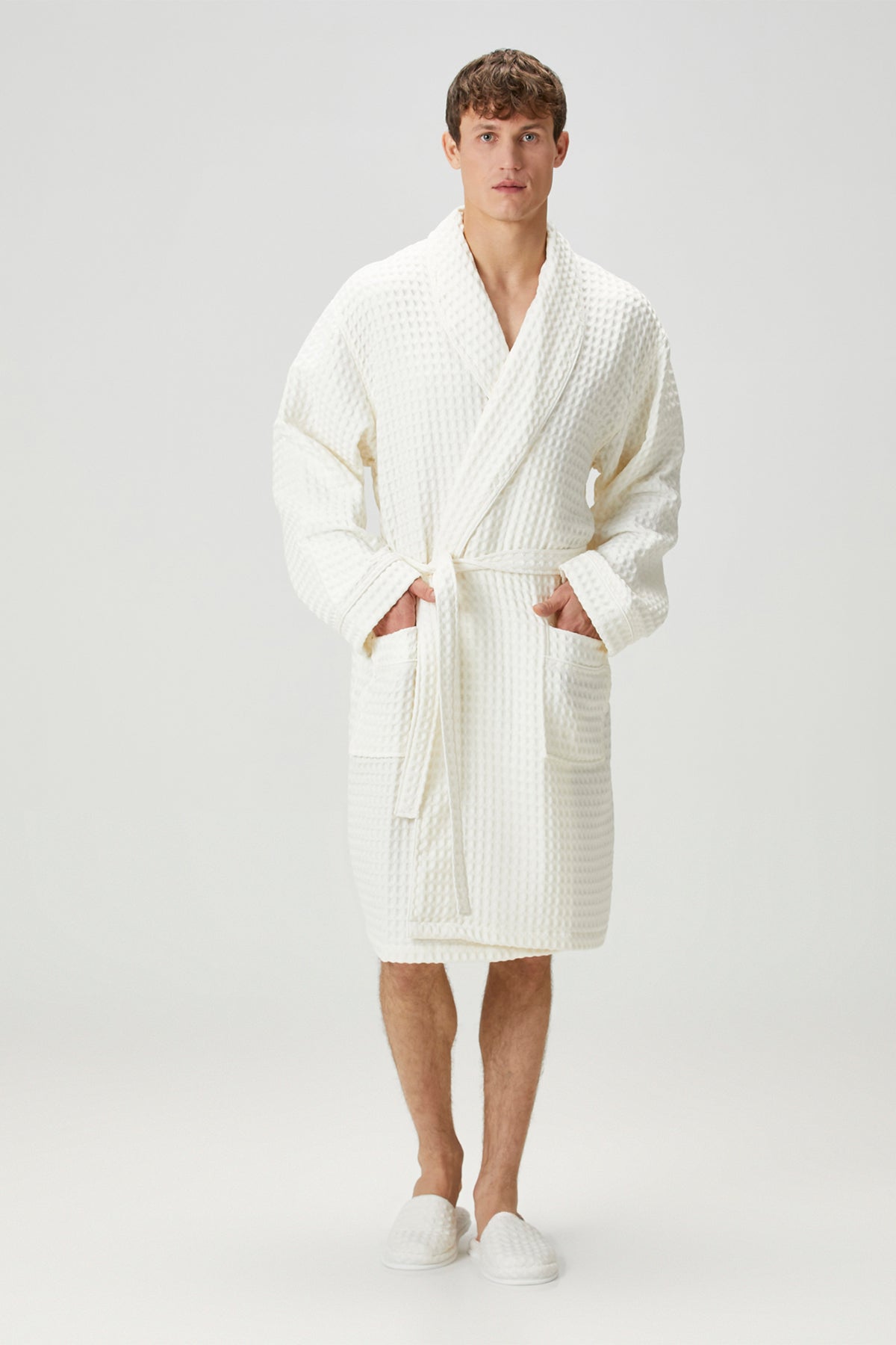 Irya-Aura Waffle Erkek Bornoz Ekru-Bornoz-1-Milagron.com