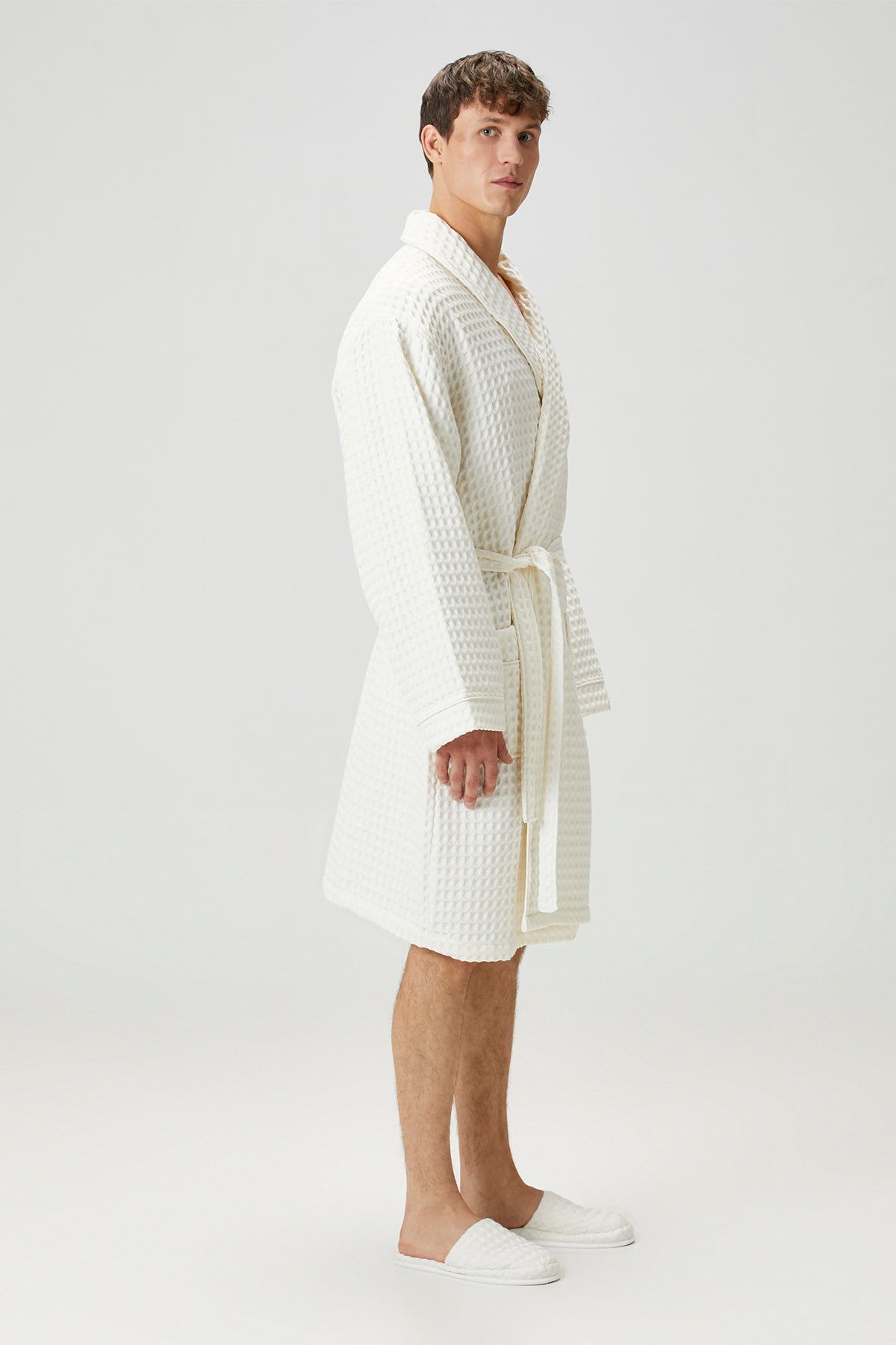 Irya-Aura Waffle Erkek Bornoz Ekru-Bornoz-4-Milagron.com