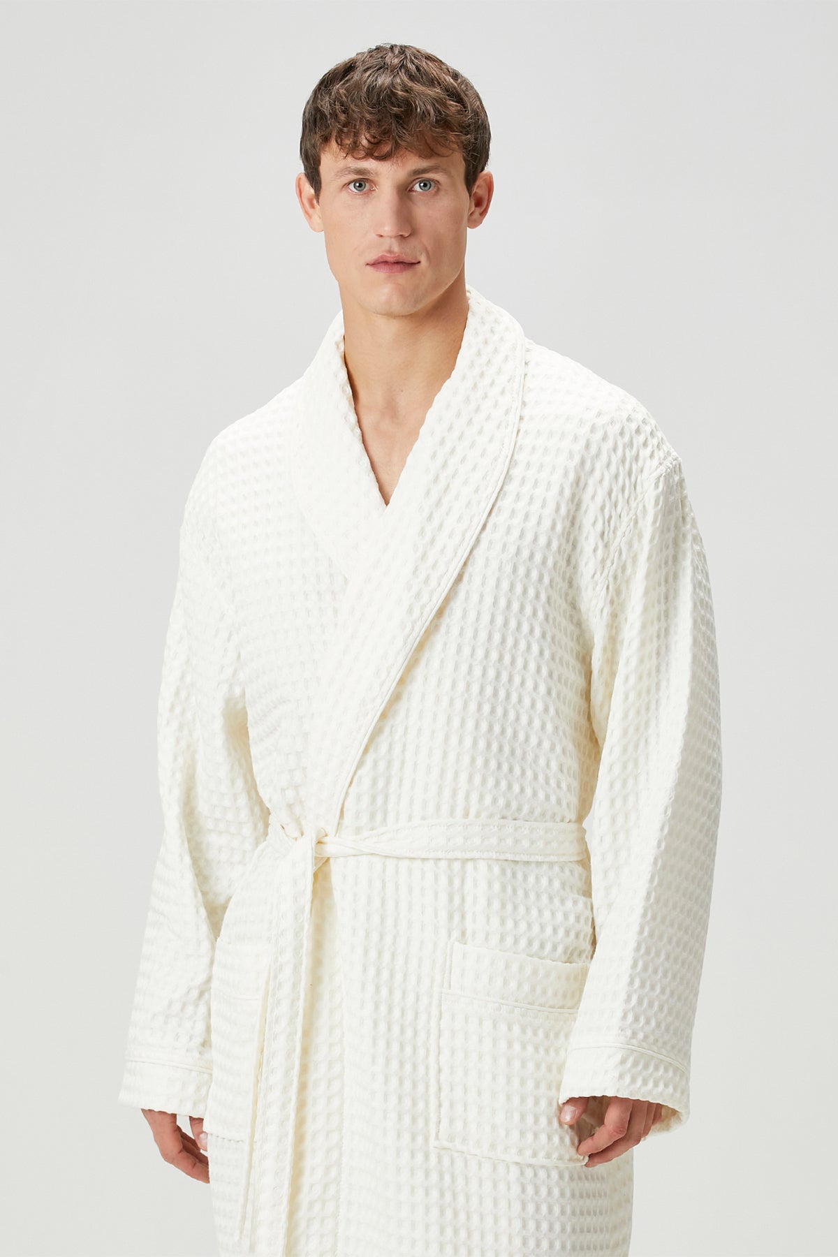 Irya-Aura Waffle Erkek Bornoz Ekru-Bornoz-7-Milagron.com