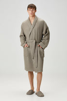 Irya-Aura Waffle Erkek Bornoz Gri-Bornoz-1-Milagron.com