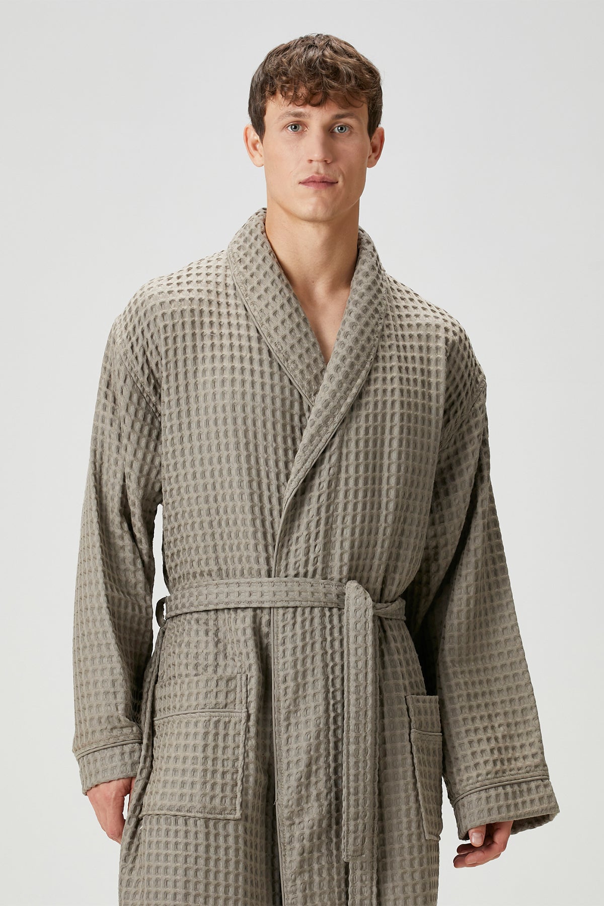 Irya-Aura Waffle Erkek Bornoz Gri-Bornoz-2-Milagron.com