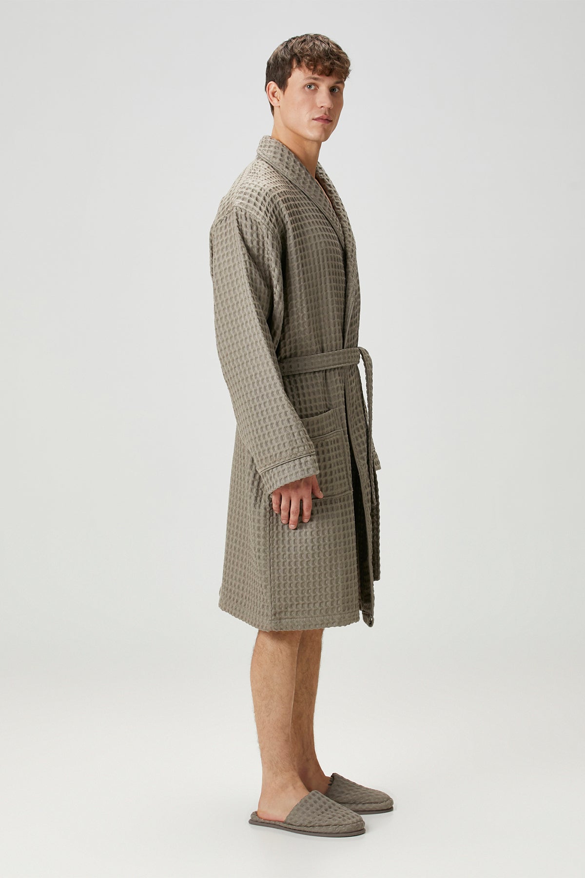 Irya-Aura Waffle Erkek Bornoz Gri-Bornoz-5-Milagron.com