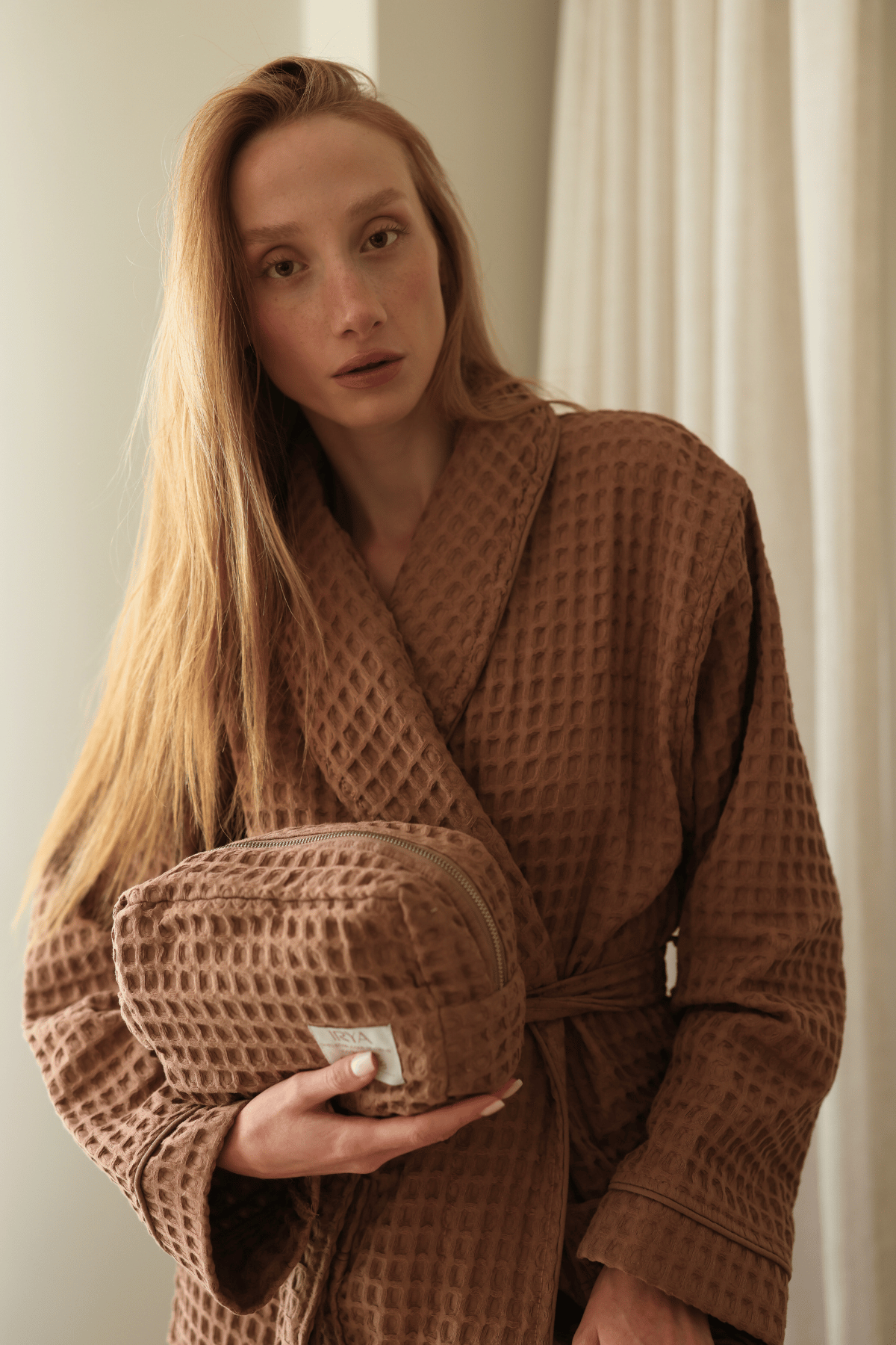 İrya-Aura Waffle Kadın Bornoz Kahve-Bornoz-5-Milagron.com