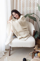 Irya-Biscuit örme Battaniye 130x170 Ekru-Battaniye-1-Milagron.com