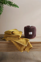 İrya-Bouquet çantalı 4'lü El Havlusu Acı Kahve Hardal-Setli Havlu-1-Milagron.com