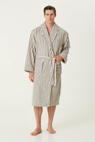 Irya-In Lines İpliği Boyalı Erkek Bornoz Ekru-Bornoz-1-Milagron.com