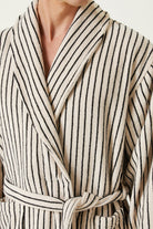 Irya-In Lines İpliği Boyalı Erkek Bornoz Ekru-Bornoz-3-Milagron.com