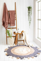 Irya-Laura Yuvarlak Banyo Paspası %100 Pamuk 100x100 Bej-Paspas-1-Milagron.com