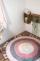 Irya-Laura Yuvarlak Banyo Paspası %100 Pamuk 100x100 Pembe-Paspas-3-Milagron.com