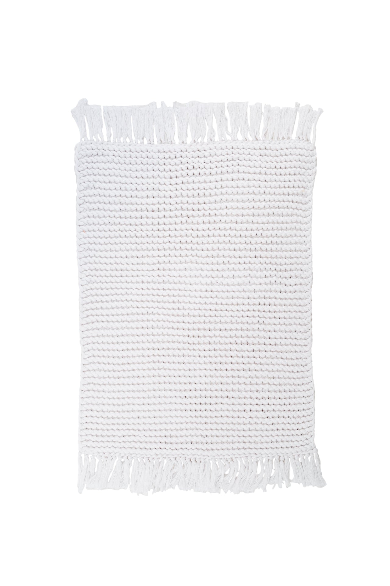 Irya-Lavish El Örmesi Tekli Banyo Paspası %100 Pamuk 50x70 Beyaz-Paspas-2-Milagron.com