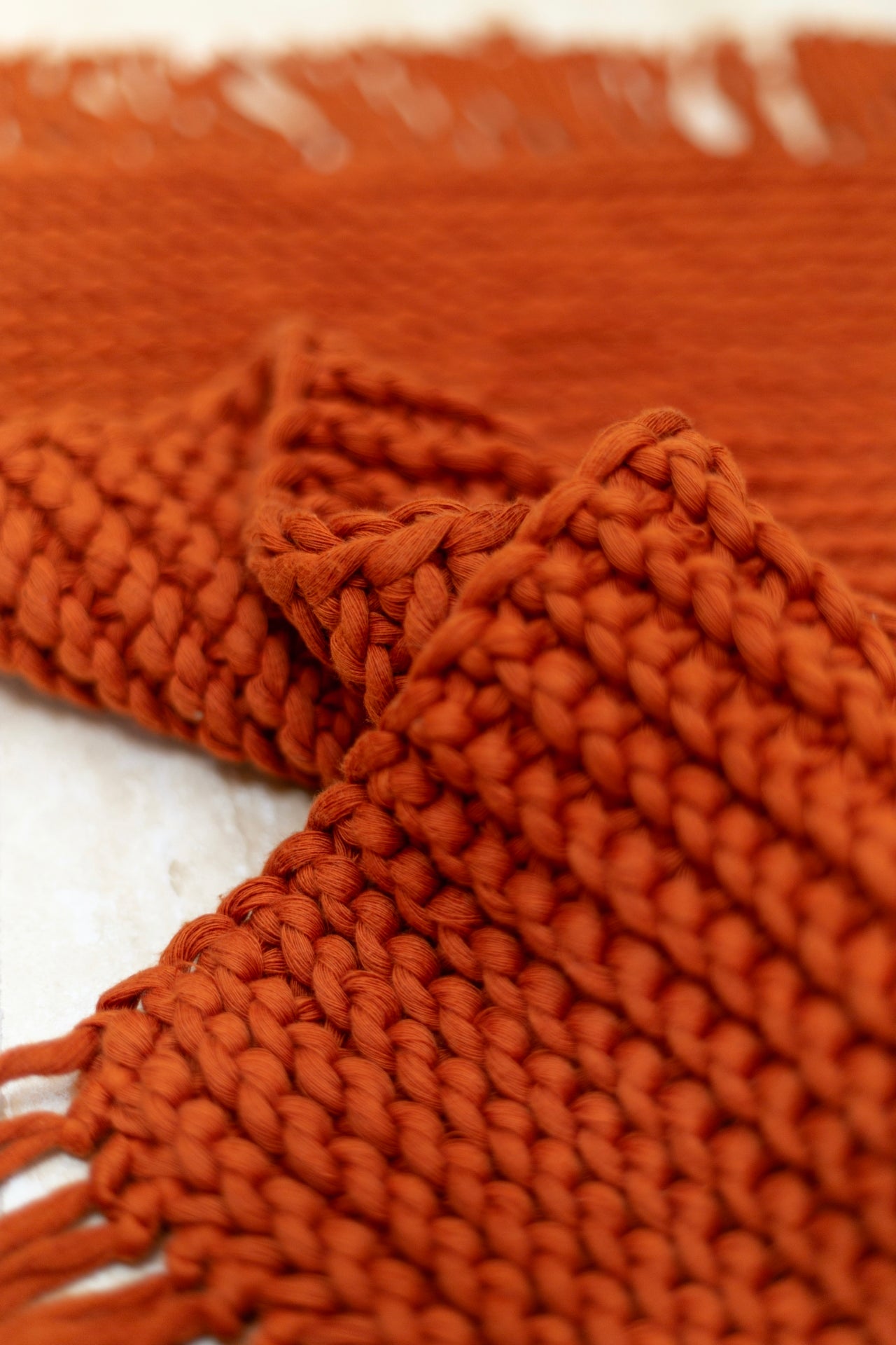 Irya-Lavish El Örmesi Tekli Banyo Paspası %100 Pamuk 50x70 Kiremit-Paspas-5-Milagron.com