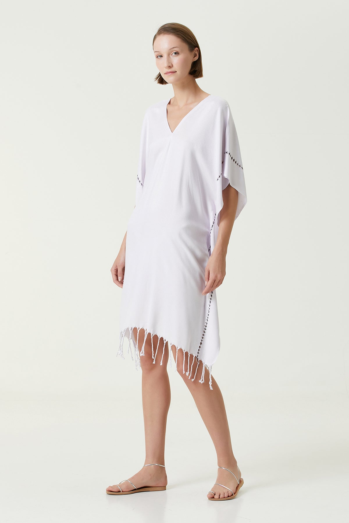 Irya-Layla V Yaka Elbise Lila-Elbise-1-Milagron.com