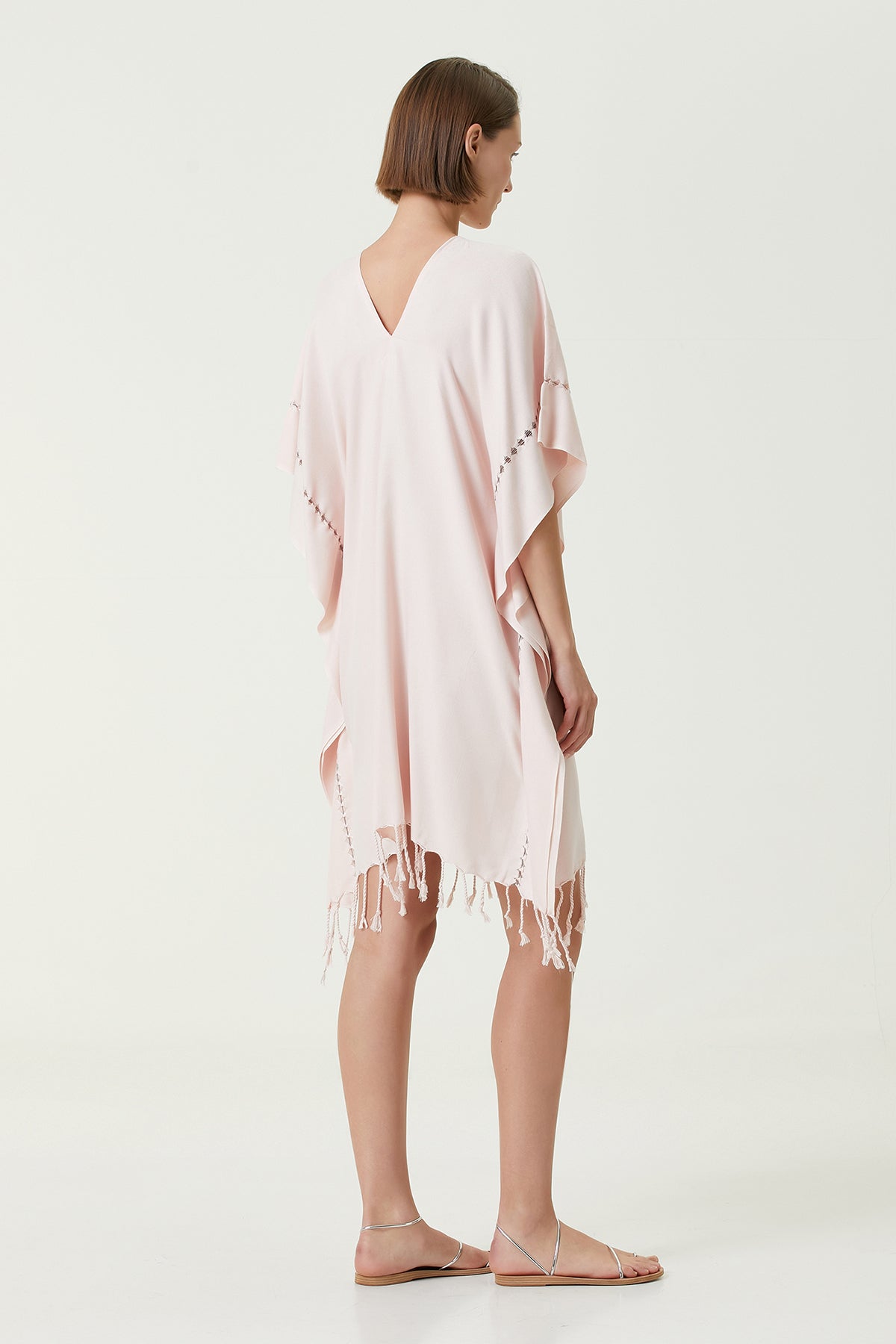 Irya-Layla V Yaka Elbise Pudra-Elbise-5-Milagron.com