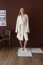 İrya-Loom 4 Katlı çoban Dikşili Kadın Bornoz Kum Bej-Bornoz-1-Milagron.com