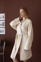 İrya-Loom 4 Katlı çoban Dikşili Kadın Bornoz Kum Bej-Bornoz-7-Milagron.com