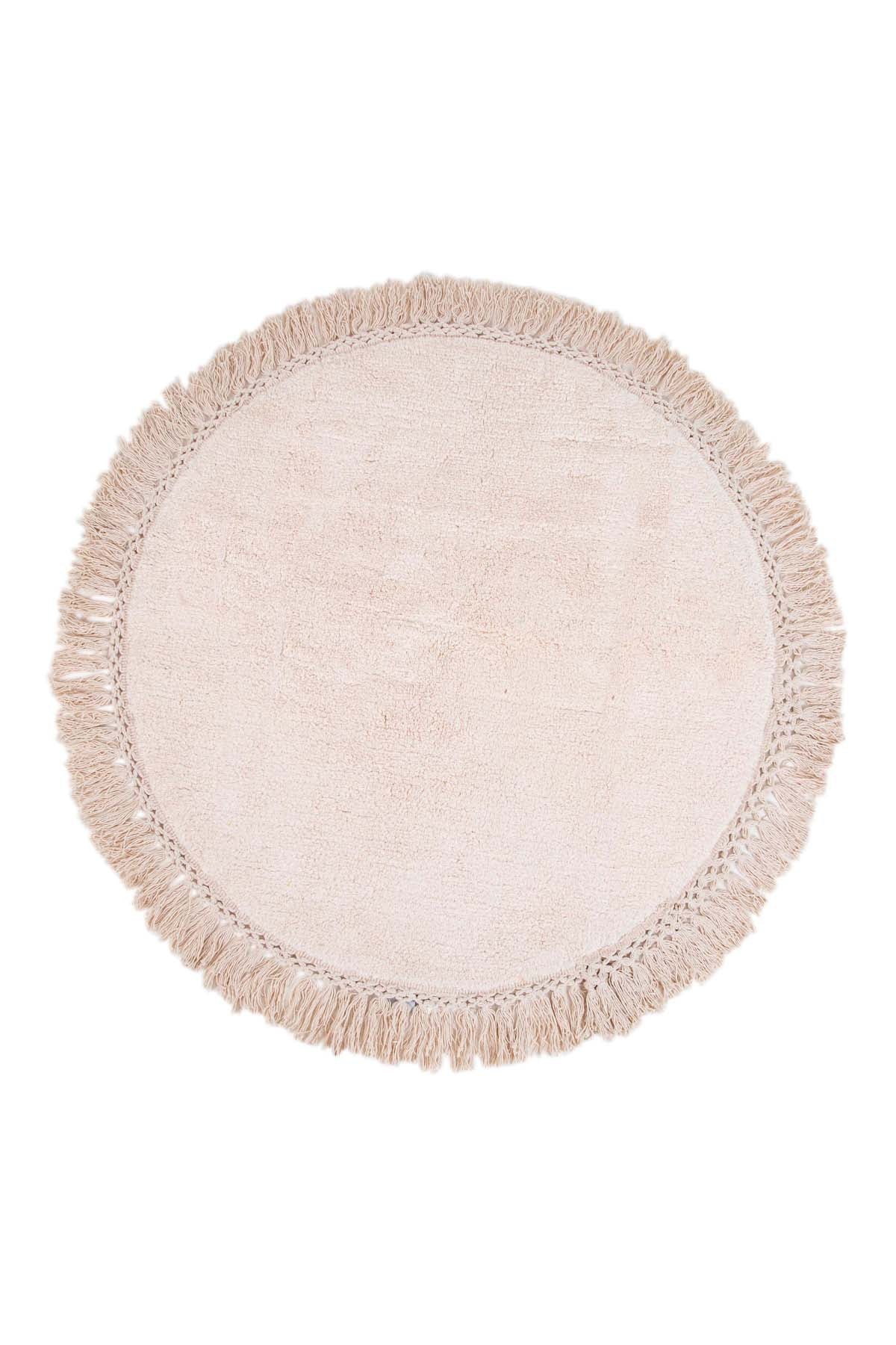 Irya-Lora Yuvarlak Banyo Paspası %100 Pamuk 90x90 Pembe-Paspas-2-Milagron.com